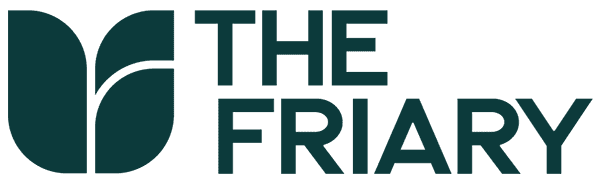 Dark green logo with a leaf-like design on the left and the words “THE FRIARY” in bold, uppercase letters on the right, representing an exciting new land release. Perfect for those seeking Campbelltown land for sale, this distinctive branding reflects the natural beauty and opportunity found in every land release Campbelltown has to offer.